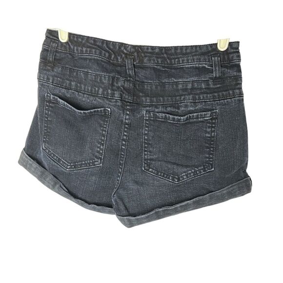 Bundle of 2 pairs of denim shorts dark wash black short high waisted cuffed - Picture 6 of 9